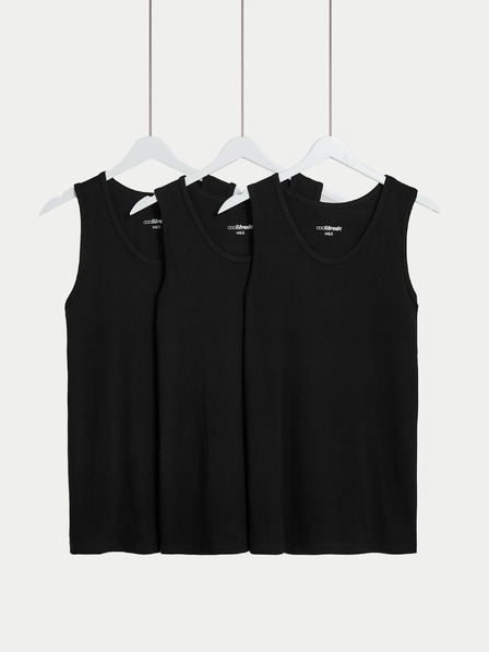 Marks & Spencer Sada tří pánských basic tílek v černé barvě s technologií Cool & Fresh™ Marks & Spencer
