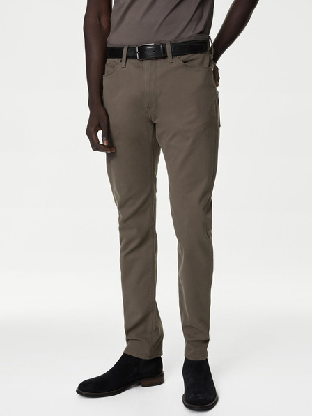 Marks & Spencer Hnědé pánské slim fit kalhoty Marks & Spencer