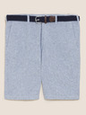 Marks & Spencer Modré pánské chino šortky s páskem s příměsí lnu Marks & Spencer