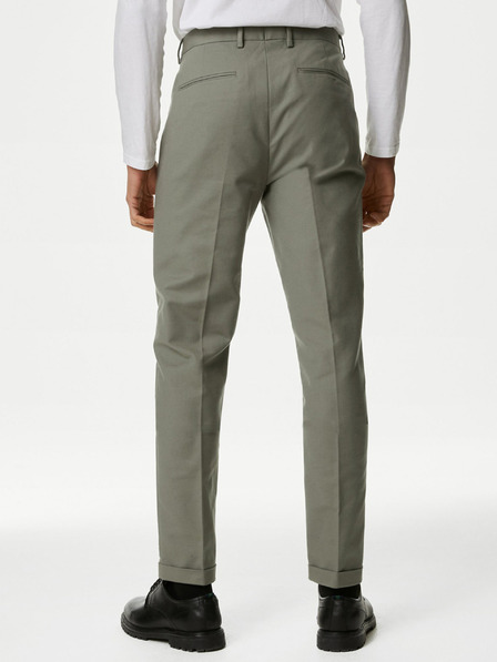 Marks & Spencer Zelené pánské strečové chino kalhoty Marks & Spencer