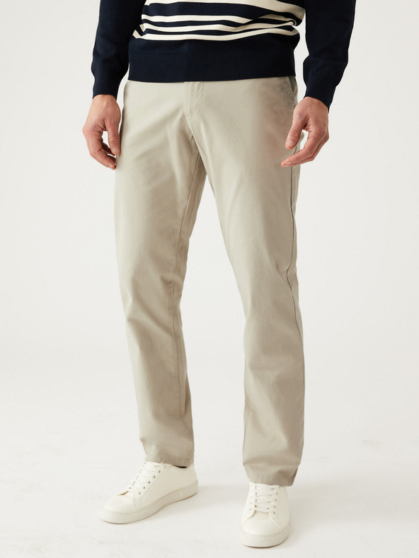 Marks & Spencer Béžové pánské strečové chino kalhoty Marks & Spencer