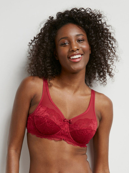 DIM Červená dámská krajkovaná podprsenka DIM GENEROUS ESSENTIEL UNDERWIRE BRA