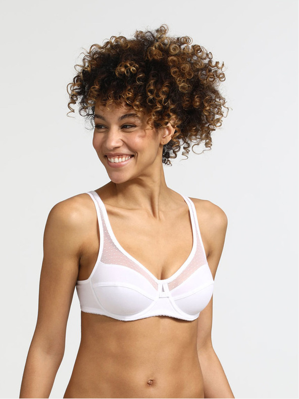 DIM Bílá dámská podprsenka Dim GENEROUS COTTON BIO BRA