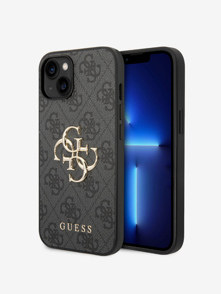 Guess Guess PU 4G Metal Logo Zadní Kryt pro iPhone 15 Grey