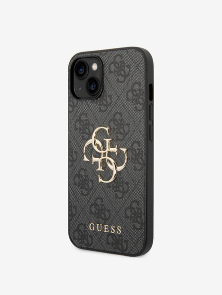 Guess Guess PU 4G Metal Logo Zadní Kryt pro iPhone 15 Grey