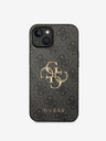 Guess Guess PU 4G Metal Logo Zadní Kryt pro iPhone 15 Grey