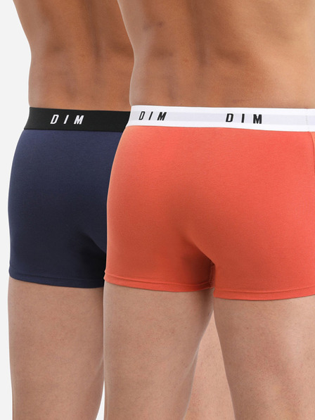 DIM Sada dvou pánských boxerek v oranžové a tmavě modré barvě Dim BOXER ORIGINAL 2x