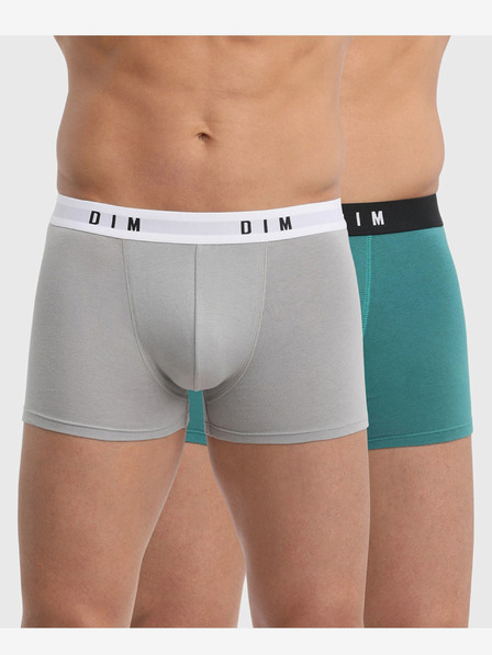 DIM Sada dvou pánských boxerek v šedé a zelené barvě Dim BOXER ORIGINAL 2x