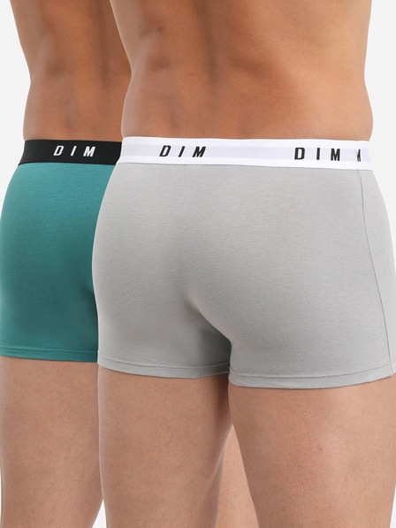 DIM Sada dvou pánských boxerek v šedé a zelené barvě Dim BOXER ORIGINAL 2x
