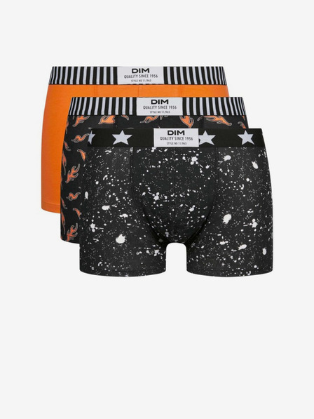 DIM Sada tří pánských boxerek v černé a oranžové barvě Dim Vibes Boxer
