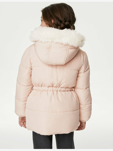 Marks & Spencer Světle růžová holčičí zimní bunda s umělým kožíškem Marks & Spencer