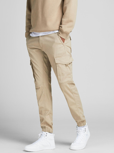 Jack & Jones Béžové pánské kalhoty s kapsami Jack & Jones Paul