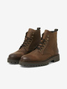Jack & Jones Tmavě hnědé pánské kožené kotníkové boty Jack & Jones Wenzo