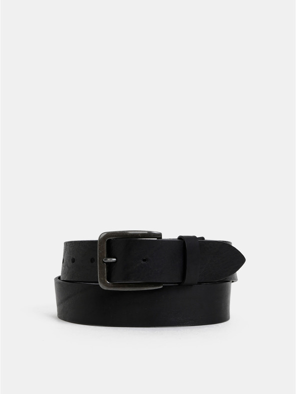 Jack & Jones Černý kožený pásek Jack & Jones Victor