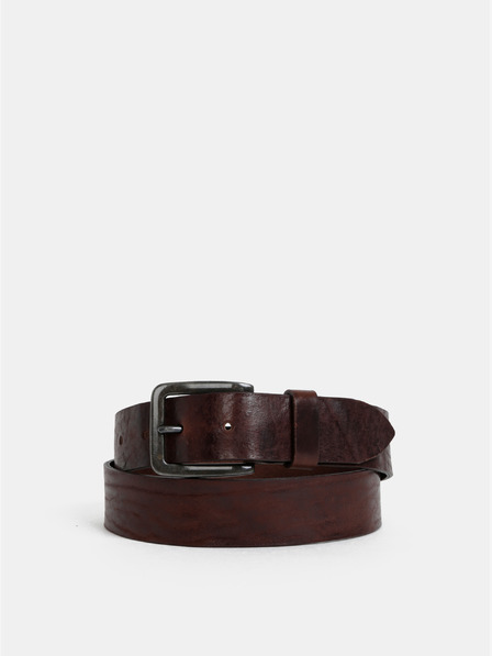 Jack & Jones Tmavě hnědý kožený pásek Jack & Jones Victor