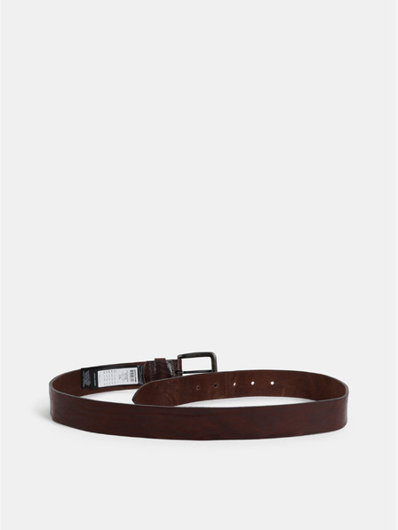 Jack & Jones Tmavě hnědý kožený pásek Jack & Jones Victor