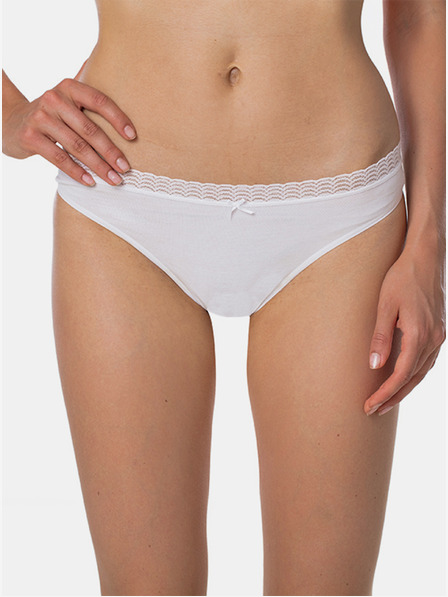 Bellinda Bílé dámské kalhotky s krajkovým detailem Bellinda FANCY COTTON MINISLIP