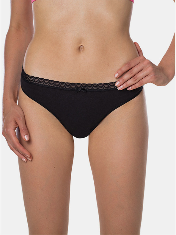 Bellinda Černé dámské kalhotky s krajkovým detailem Bellinda FANCY COTTON MINISLIP