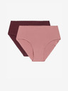 DIM Sada dvou dámských kalhotek ve vínové a růžové barvě DIM Body touch highwaist brief
