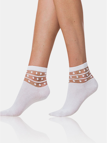 Bellinda Bílé dámské ponožky s ozdobným detailem Bellinda TRENDY COTTON SOCKS