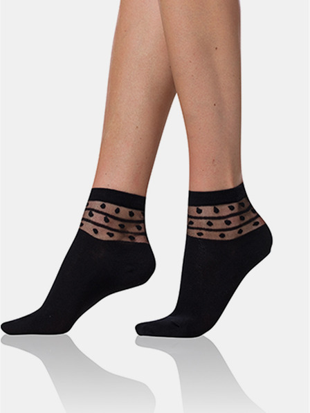 Bellinda Černé dámské ponožky s ozdobným detailem Bellinda TRENDY COTTON SOCKS