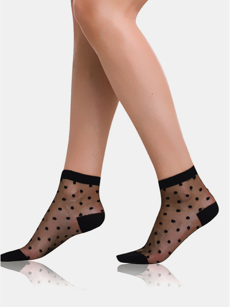 Bellinda Černé dámské puntíkované silonkové ponožky Bellinda TRENDY SOCKS