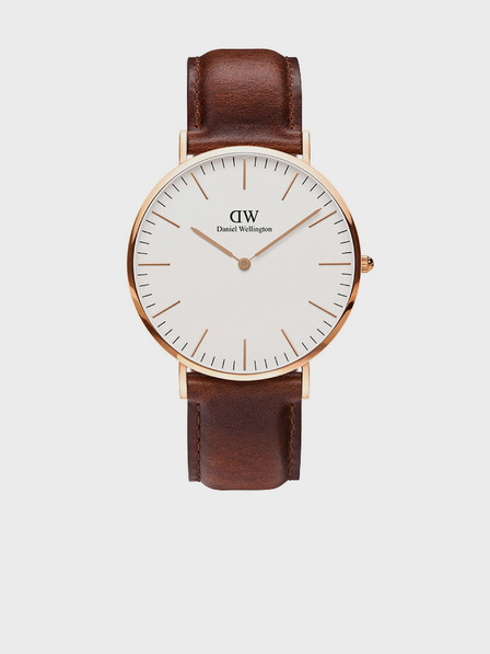 Daniel Wellington Hnědé hodinky s koženým řemínkem Daniel Wellington Classic St Mawes