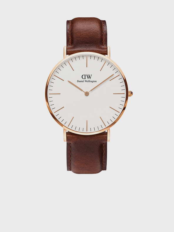 Daniel Wellington Hnědé hodinky s koženým řemínkem Daniel Wellington Classic St Mawes