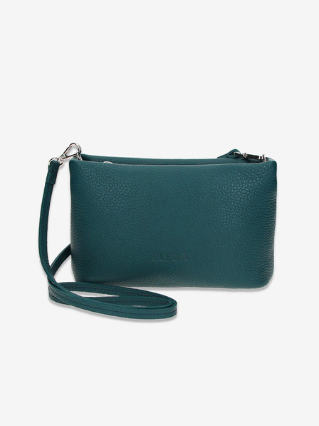 Elega Petrolejová dámská kožená crossbody kabelka Elega Fluffy