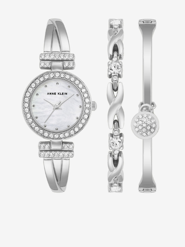 Anne Klein Sada hodinek a náramků ve stříbrné barvě Anne Klein