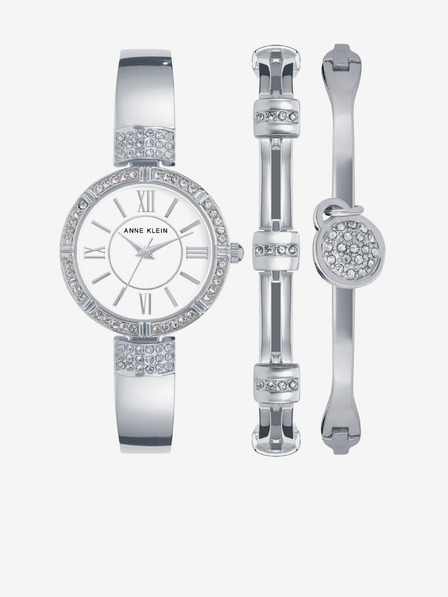 Anne Klein Sada hodinek a náramků ve stříbrné barvě Anne Klein