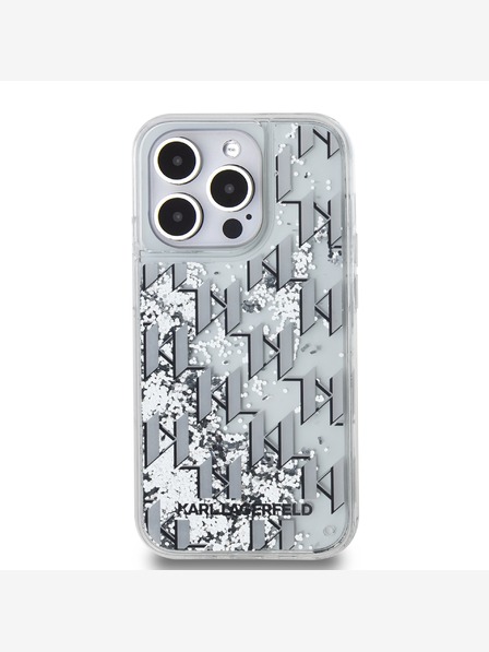 Karl Lagerfeld Liquid Glitter Monogram Gradient Zadní Kryt pro iPhone 14 Pro Max White Karl Lagerfeld