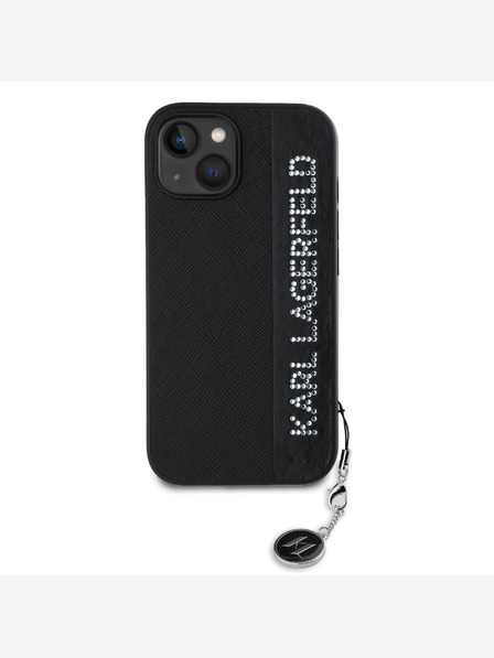 Karl Lagerfeld Karl Lagerfeld PU Saffiano Rhinestone Charm Zadní Kryt pro iPhone 15 Black