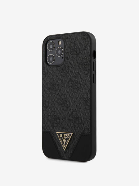 Guess Guess PU 4G Triangle Zadní Kryt pro iPhone 12/12 Pro 6.1 Grey