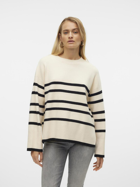 Vero Moda Černo-krémový dámský pruhovaný svetr Vero Moda Saba