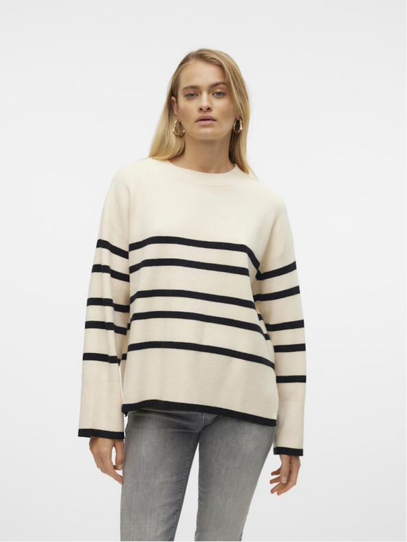 Vero Moda Černo-krémový dámský pruhovaný svetr Vero Moda Saba