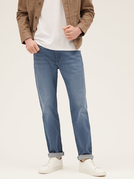 Marks & Spencer Modré pánské straight fit džíny Marks & Spencer