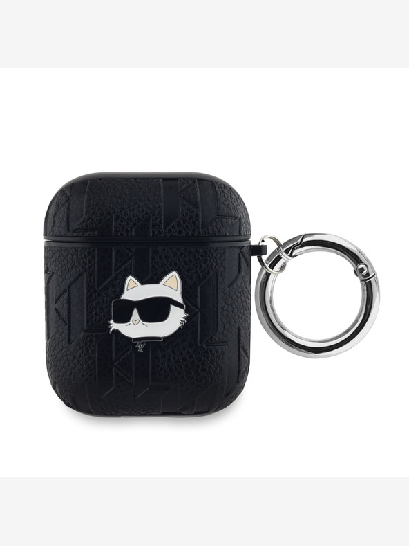 Karl Lagerfeld Karl Lagerfeld PU Embossed Choupette Head Pouzdro pro AirPods 1/2 Black