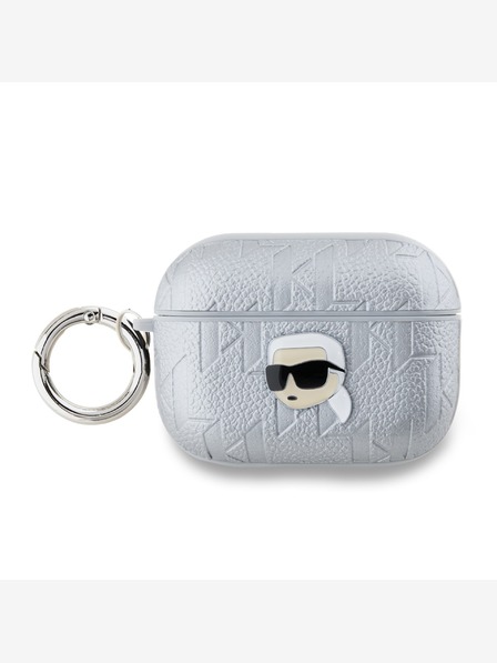 Karl Lagerfeld Karl Lagerfeld PU Embossed Karl Head Pouzdro pro AirPods Pro 2 Silver