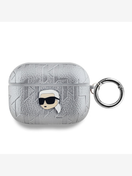 Karl Lagerfeld Karl Lagerfeld PU Embossed Karl Head Pouzdro pro AirPods Pro Silver