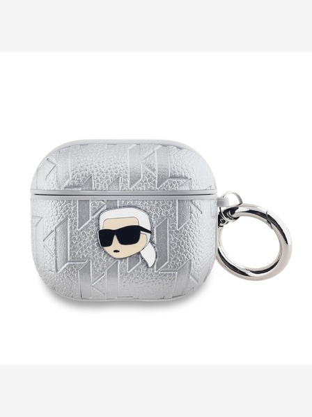Karl Lagerfeld PU Embossed Karl Head Pouzdro pro AirPods 3 Silver Karl Lagerfeld