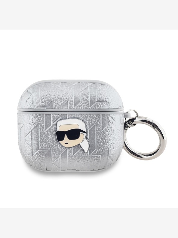 Karl Lagerfeld PU Embossed Karl Head Pouzdro pro AirPods 3 Silver Karl Lagerfeld