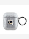 Karl Lagerfeld Karl Lagerfeld PU Embossed Karl Head Pouzdro pro AirPods 1/2 Silver