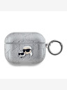 Karl Lagerfeld Karl Lagerfeld PU Embossed Karl and Choupette Heads Pouzdro pro AirPods Pro Silver