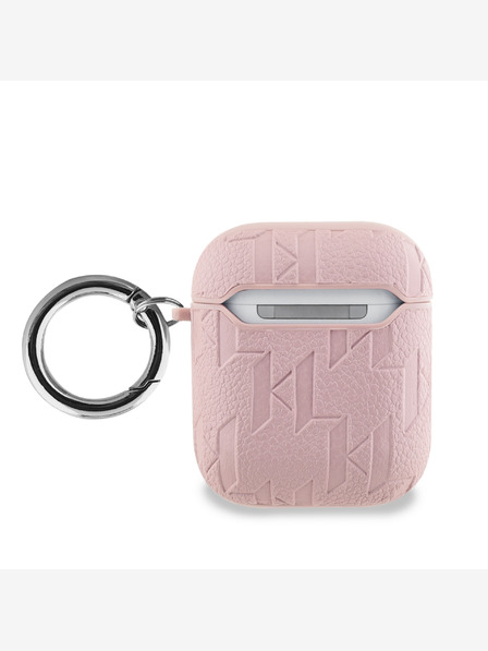 Karl Lagerfeld Karl Lagerfeld PU Embossed Karl and Choupette Heads Pouzdro pro AirPods 1/2 Pink