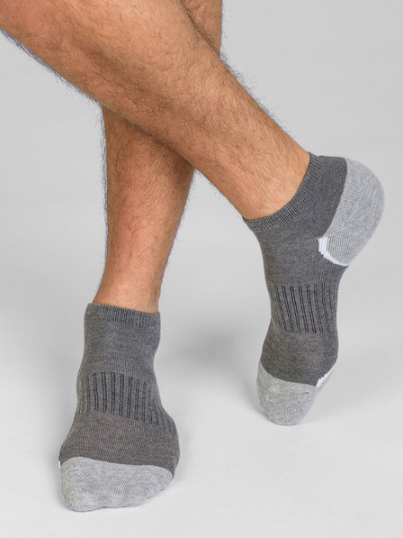 DIM Sada tří párů pánských sportovních ponožek v šedé barvě Dim SPORT IN-SHOE 3x