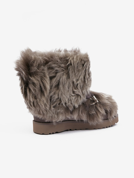 UGG Tmavě hnědé dámské semišové sněhule s ovčí vlnou UGG Classic Mini II