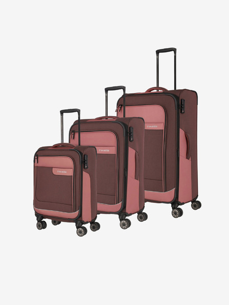 Travelite Sada tří cestovních kufrů a cestovní tašky v růžovo-hnědé barvě Travelite Viia 4w S,M,L + Duffle