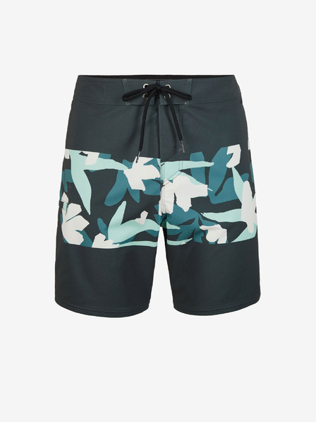 O'Neill Zeleno-šedé pánské vzorované plavky O'Neill HYPERFREAK CAMORRO 17'' BOARDSHORTS