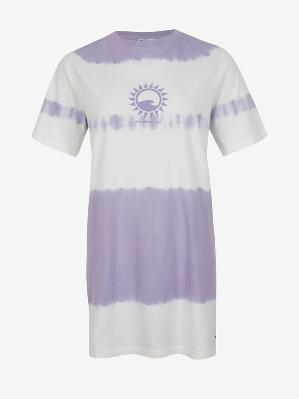 O'Neill Fialovo-bílé dámské vzorované šaty O'Neill WOW T-SHIRT DRESS